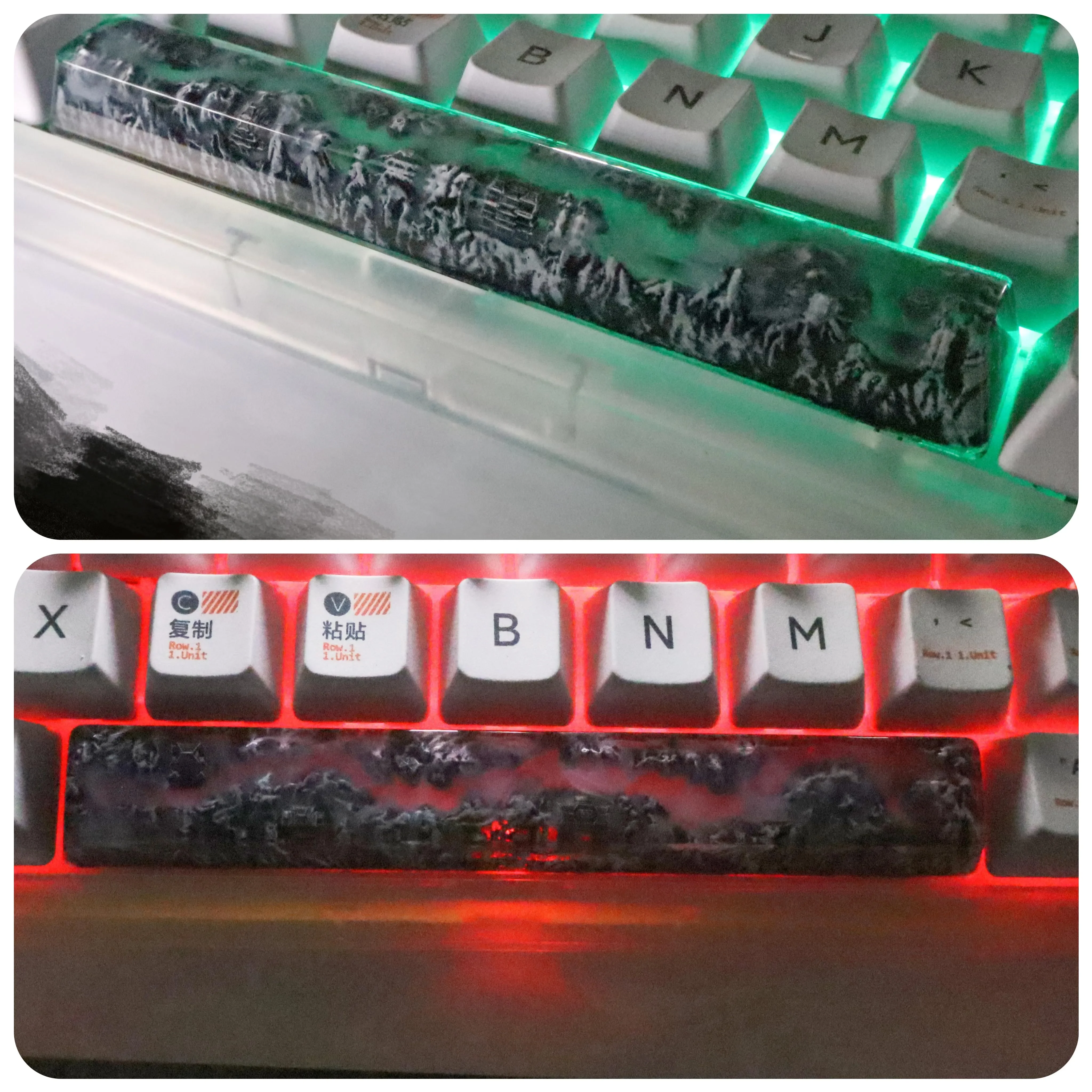 Teclas de teclado mecánico 6.25U, teclas de barra espacial de tinta de paisaje hechas a mano personalizadas, teclas de goteo de resina artesanal, regalo de cumpleaños - imagen 4