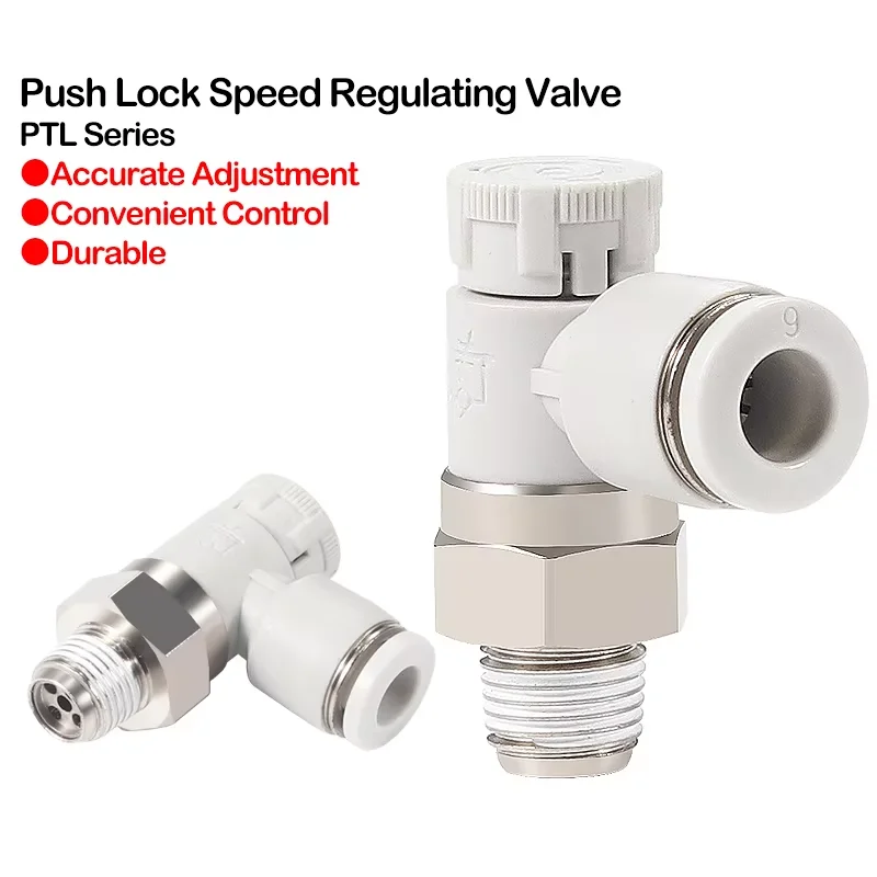 Conector neumático, válvula de acelerador de cilindro, bloqueo de empuje, conector PTL, PTL4-01A-M/6-01A, válvula de Control de velocidad neumática