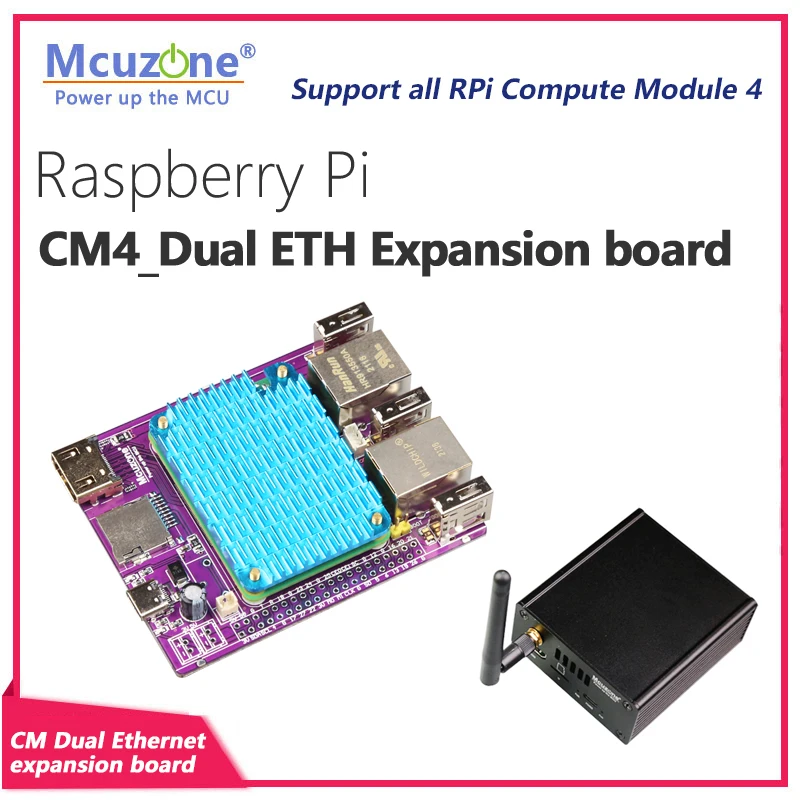 Raspberry Pi CM4_Dual placa de expansión Ethernet, RTC, FAN, USB2.0, Gbps Ethernet, RPI OS, Ubuntu, KALI - imagen 2