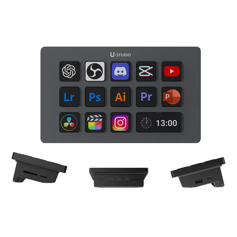 Ulanzi D200H Teclado controlador de cubierta de transmisión 7 en 1 con 13 teclas DIY para PC en vivo OBS Creación de contenido de Youtube SD/TF/USB3.0 - imagen 2