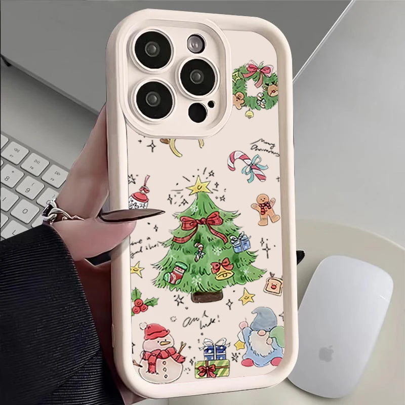 Funda navideña para árbol de Navidad para iPhone 11 12 13 14 15 16PRO MAX PLUS cobertura completa de lentes prevención de caídas funda de teléfono tpu