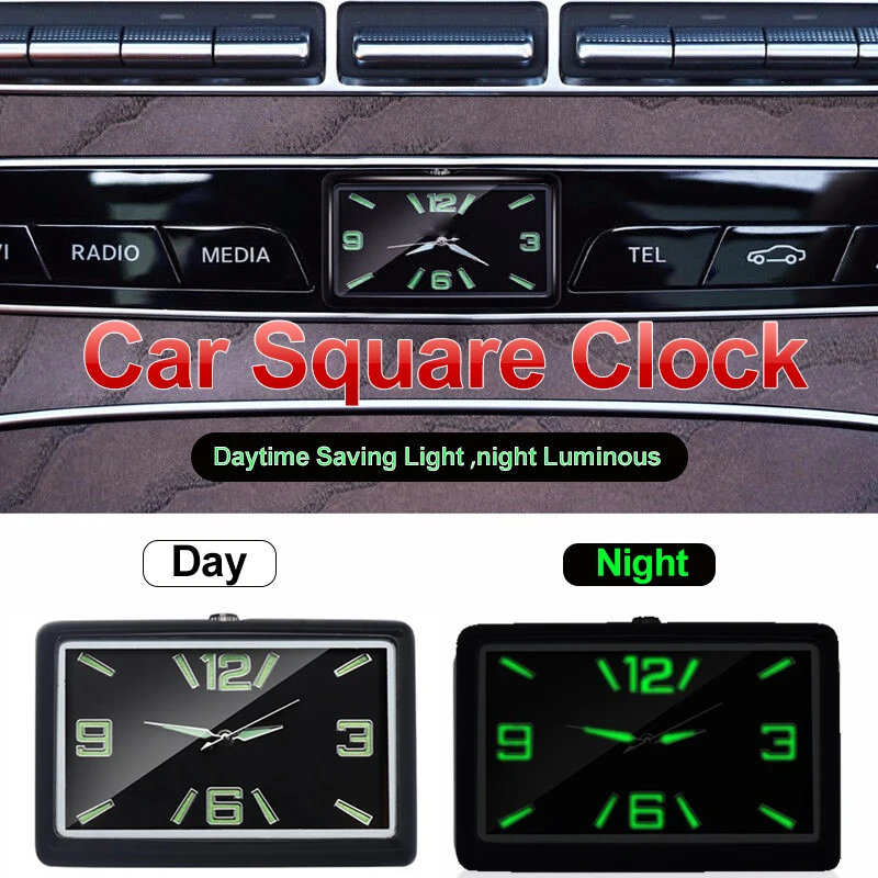 Reloj electrónico de cuarzo con ventilación de aire acondicionado para coche, reloj cuadrado Vertical para coche, reloj electrónico luminoso para coche