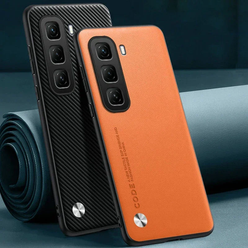 Para infinix Hot 50 Pro Plus Funda rígida de cuero PU de fibra de carbono, funda rígida antigolpes para infinix Hot 50 Pro 4G
