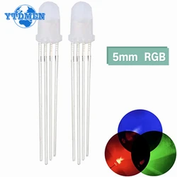 50/100 Uds 5mm RGB LED cátodo común/ánodo común diodos emisores tricolor diodos difusos antiniebla a todo color F5 4 pines para Arduino