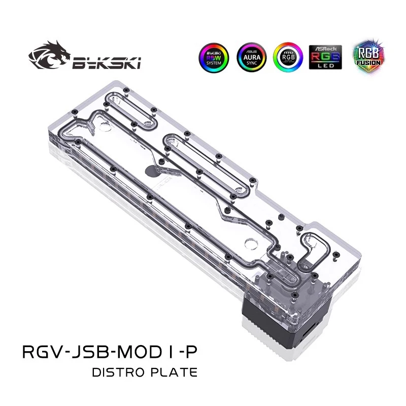 BYKSKI RGV-JSB-MOD1-P Placa acrílica Solución de canal de agua para uso en caja de PC JONSBO MOD1 para CPU y bloque GPU/bomba DDC combinada - imagen 5