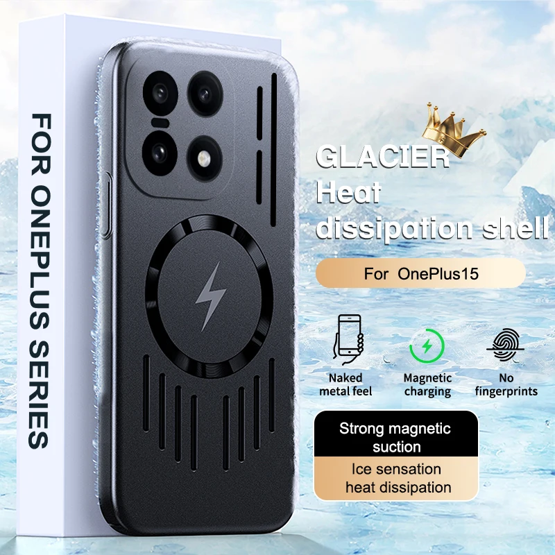 Para OnePlus 15 funda dura de PC disipación de calor funda protectora trasera magnética delgada para OnePlus 15 13 13T 13R 13S carcasa de teléfono
