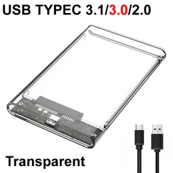 Carcasa USB-C externa para discos duros SATA SSD transparente
