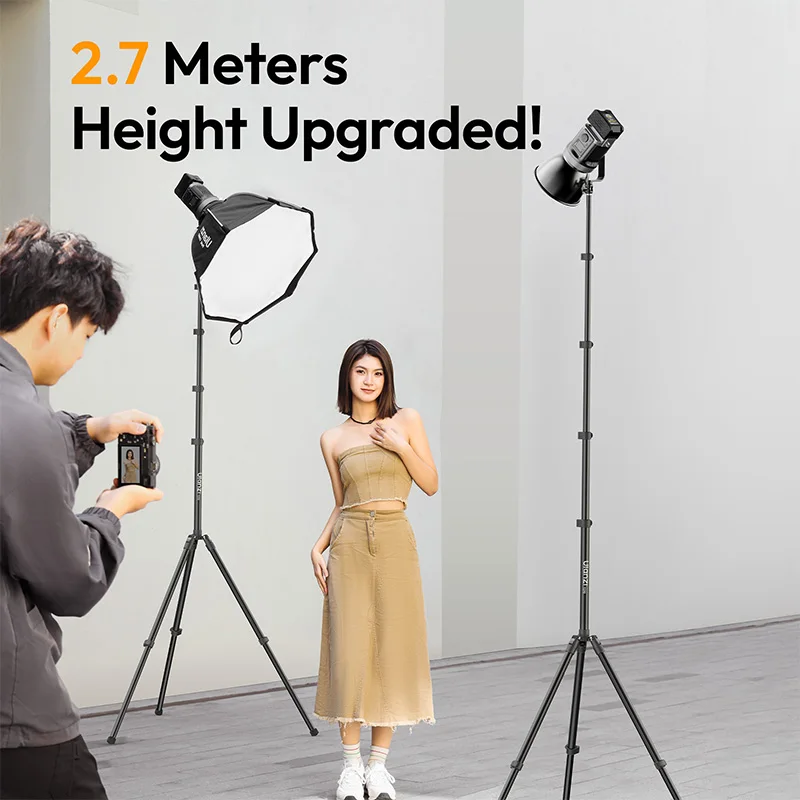Ulanzi T270 soporte de luz de 2,7 M trípode plegable de carga de 6 KG con soporte Universal para fotografía luces de vídeo cámaras Vlog en vivo - imagen 3