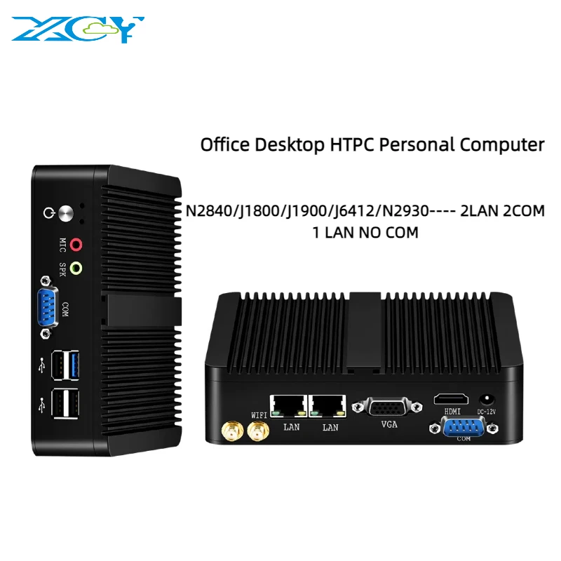 XCY Mini Pc sin ventilador Intel Celeron J1900 J2900 Windows 10 7 Linux Thin Client Minipc Pfsense Micro 2 Puerto Lan computadora de escritorio PC - imagen 2