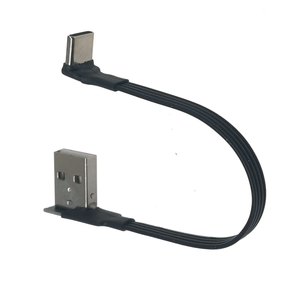 USB-C de 90 grados tipo C macho enderezar/arriba abajo en ángulo a USB 2,0 Cable de datos macho Cable plano USB tipo c 0,1 m/0,2 m/0,5 m/1m 2M 3M - imagen 4