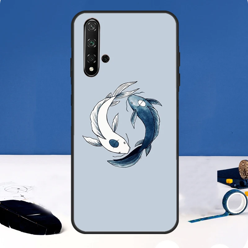 Funda Koi Fish Yin Yang para Huawei Nova 9 10 SE 3i 7i 8i 11i 12i Y60 Y61 Y70 Y72 Y73 Y90 Y91 P20 P30 P40 Lite - imagen 3