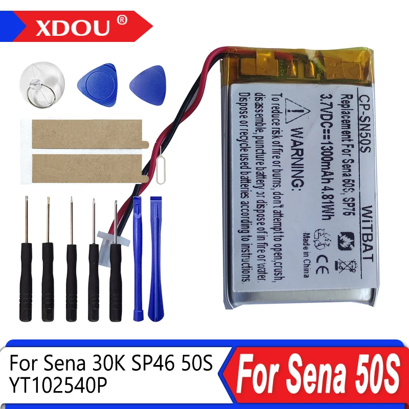 Nueva batería recargable para Sena 30K,Sena 50S, Sena 50S SP75 S7A-SP75 auriculares Bluetooth para motocicleta, intercomunicador para casco - imagen 2