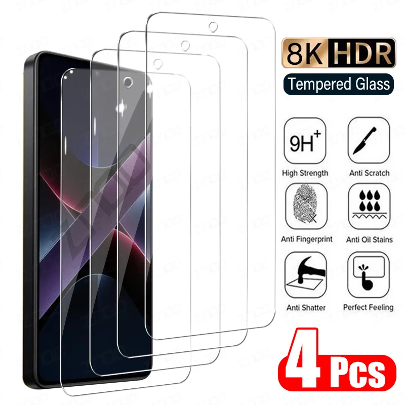 4 Uds vidrio templado para Xiaomi Poco X7 Pro X5 X6 X6Pro X7Pro C65 C75 Protector de pantalla para Poco F5 F6 Pro película protectora de vidrio