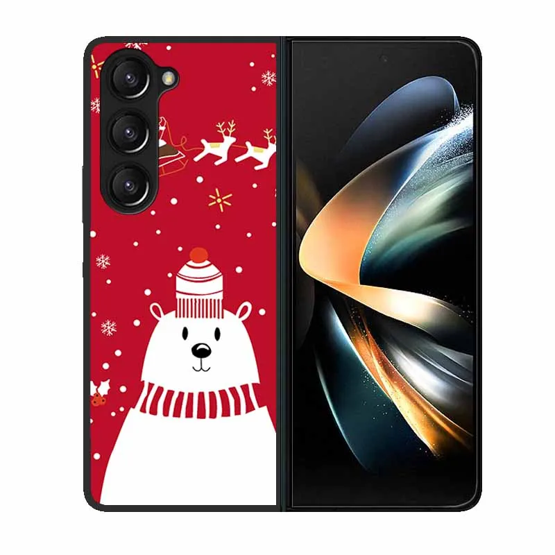 Funda de Navidad para Samsung Galaxy Z Fold 6, 5, 4, 3, Fold5, Fold4, cubierta de PC de plástico duro negro encantador para Galaxy Z Fold5 5 5G - imagen 4