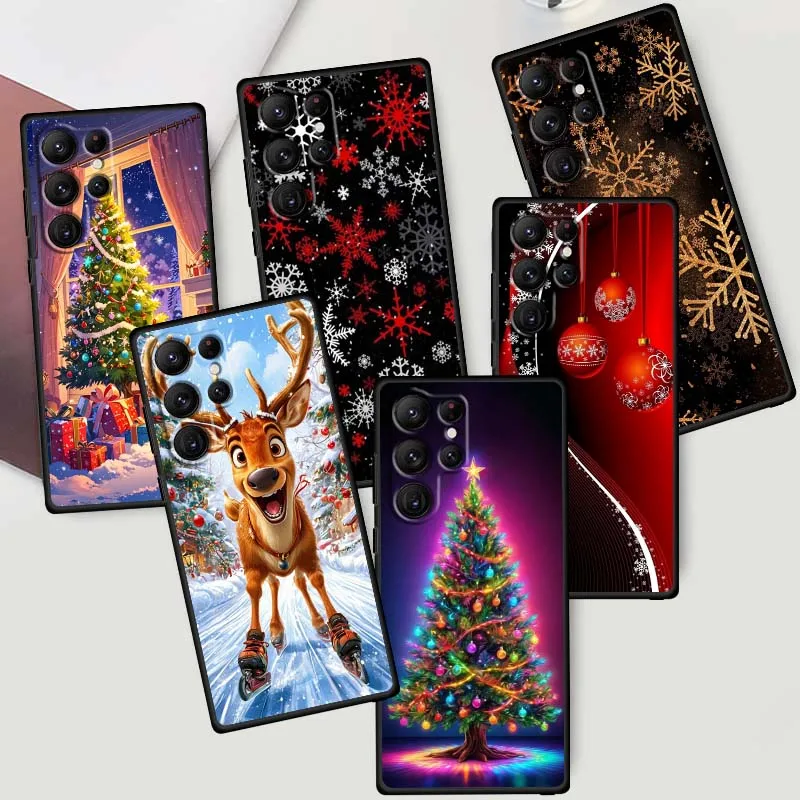Funda de teléfono con diseño de ciervo luminoso, regalo de Navidad para Samsung Galaxy S25 S24 S23 S22 S21 S20 S10 Ultra Plus FE 5G, funda de TPU suave negra - imagen 5