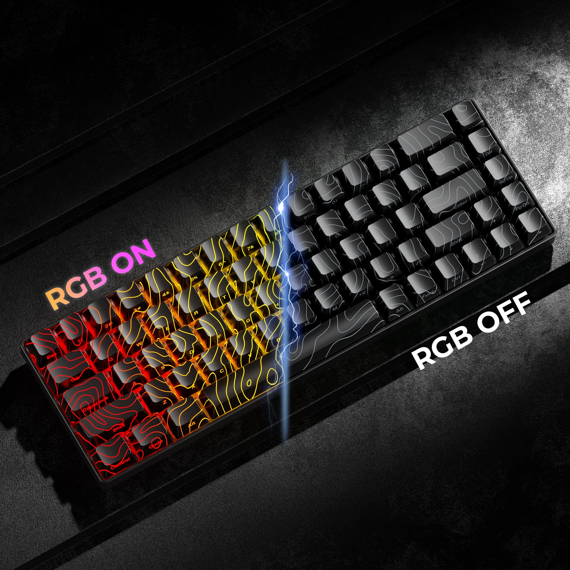 XVX Topographic Nueva versión Patrón Letras Brillo Perfil OEM IMD-Tech Keycap Black Shine Keycaps - imagen 3