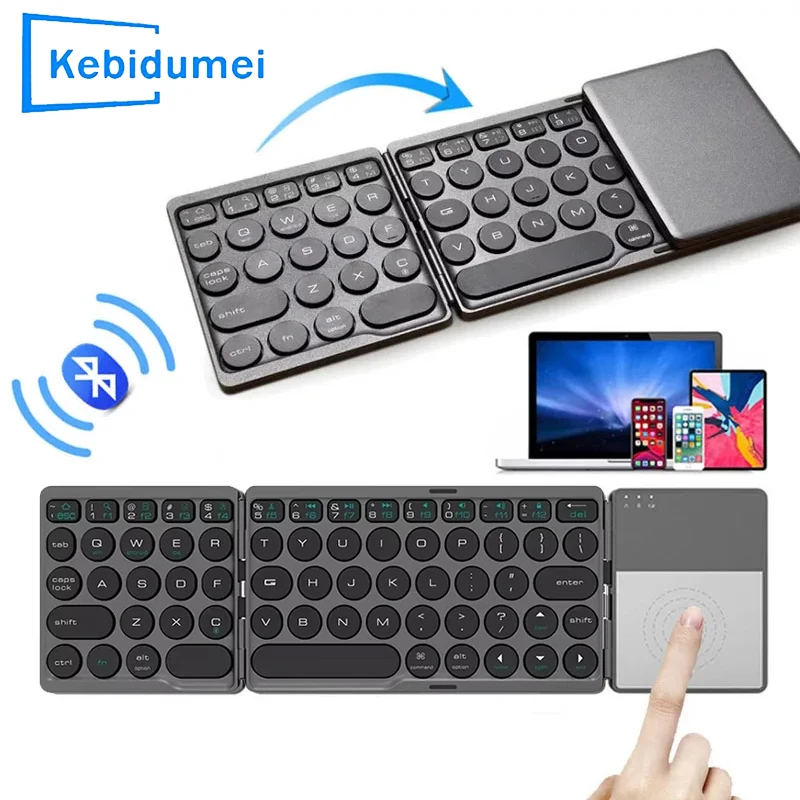 Mini teclado plegable inalámbrico Bluetooth con panel táctil teclado plegable Universal portátil para Windows IOS Tablet iPad
