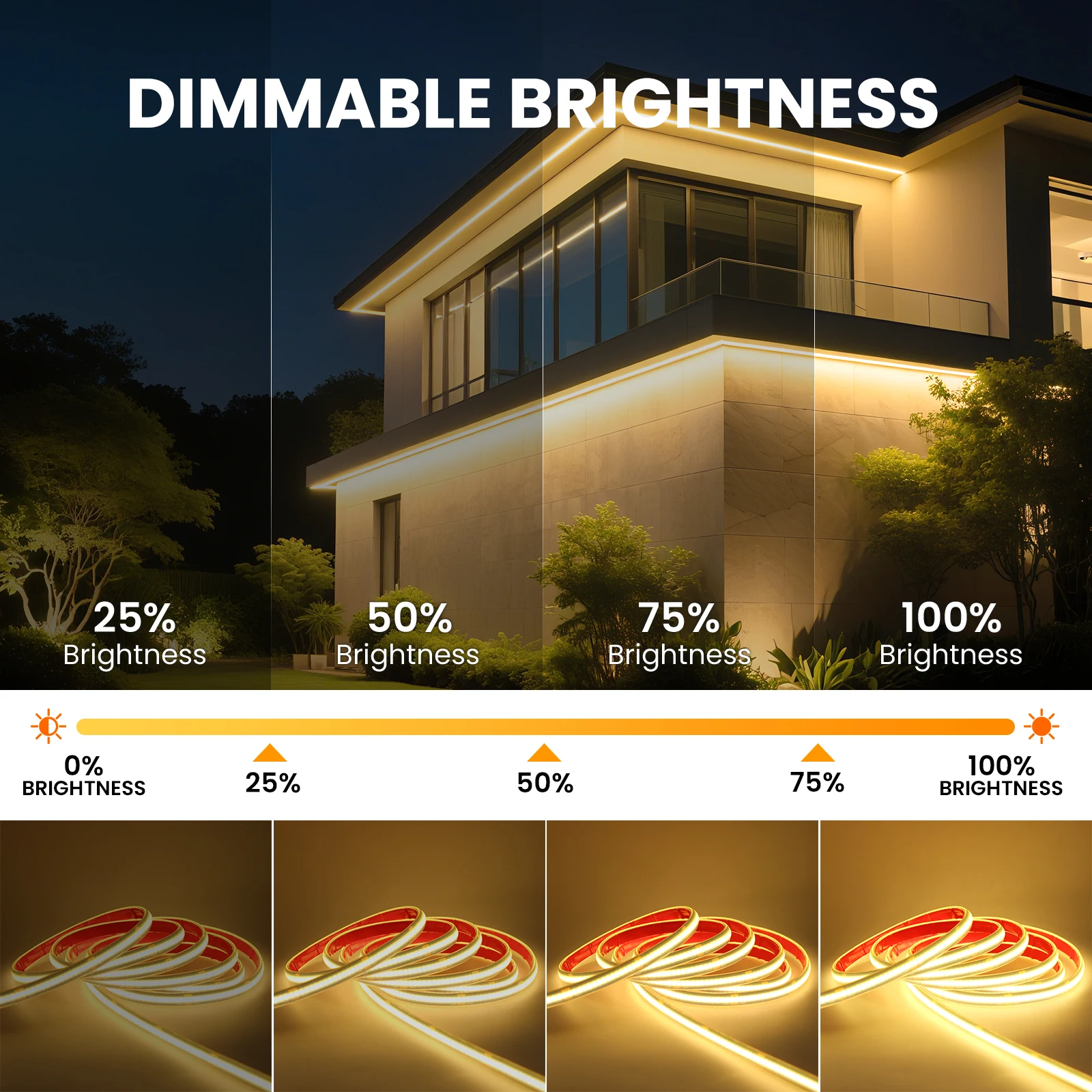 Tira de luces LED COB WiFi Bluetooth IP68 impermeable 320LEDs/m 1M 2M 3M 5M 10M blanco/Natural/blanco cálido luces Led COB regulables 12V 24V - imagen 4