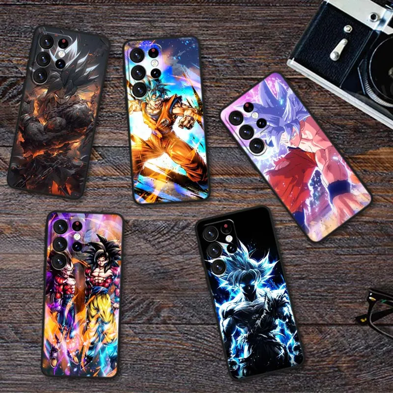 D-Dragon Ball Cool Son Goku para Samsung S25 S24 S23 S22 S21 S20 Lite FE Plus Ultra 5G funda de teléfono negra