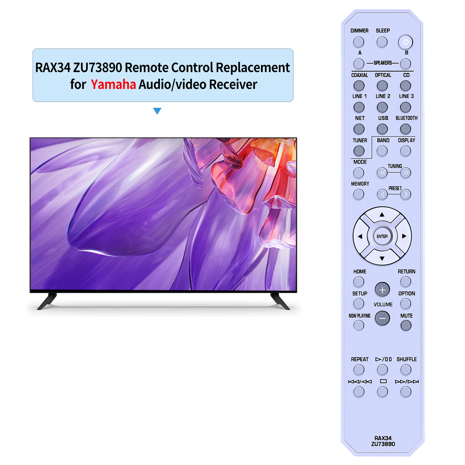 Mando a distancia RAX34 ZU73890 para Yamaha, receptor de Audio y vídeo, R-N402, R-N402D - imagen 2