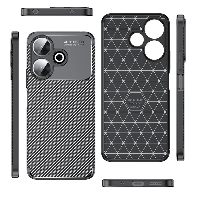 Funda protectora para Xiaomi Redmi 13, carcasa a prueba de golpes, fibra de carbono, parachoques trasero, TPU - imagen 5