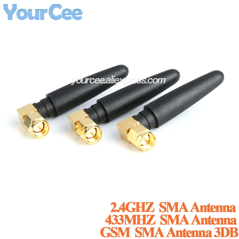 2 uds/1pc GSM GPS 2,4G 433M antena inalámbrica Omni 50mm antena de Radio SMA macho ángulo recto 3dBi ganancia módem GPRS/GSM/DTU conector
