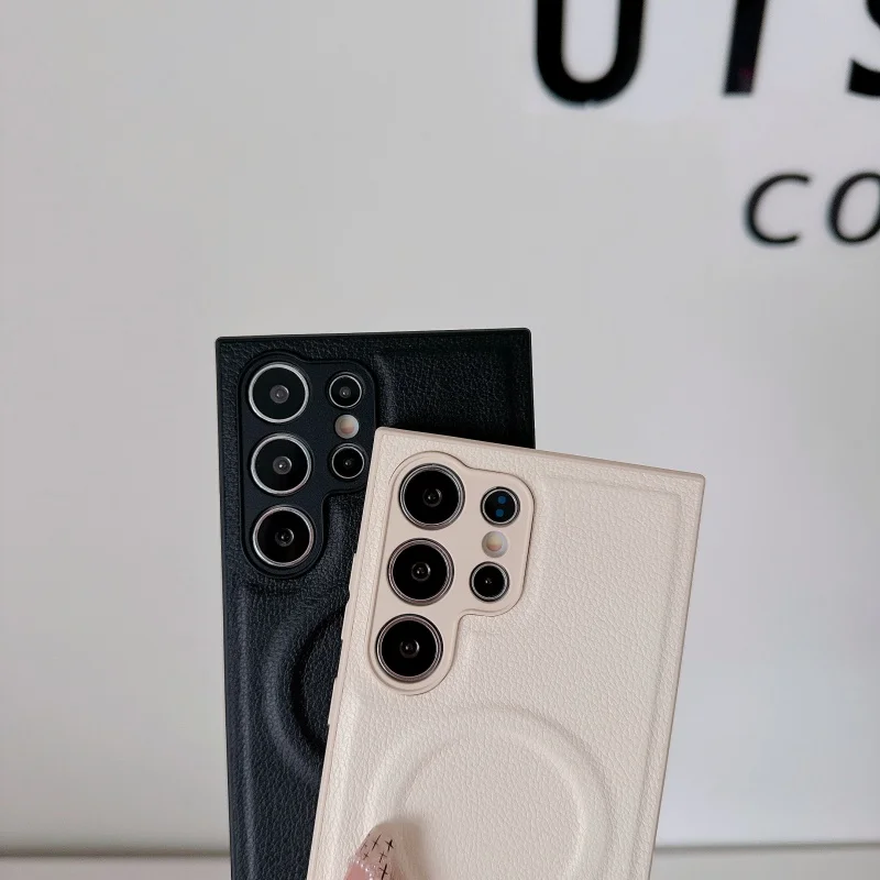 Funda magnética de carga inalámbrica de cuero TPU de lujo para Samsung Galaxy S25 S24 S23 Ultra Plus, funda protectora para cámara - imagen 4