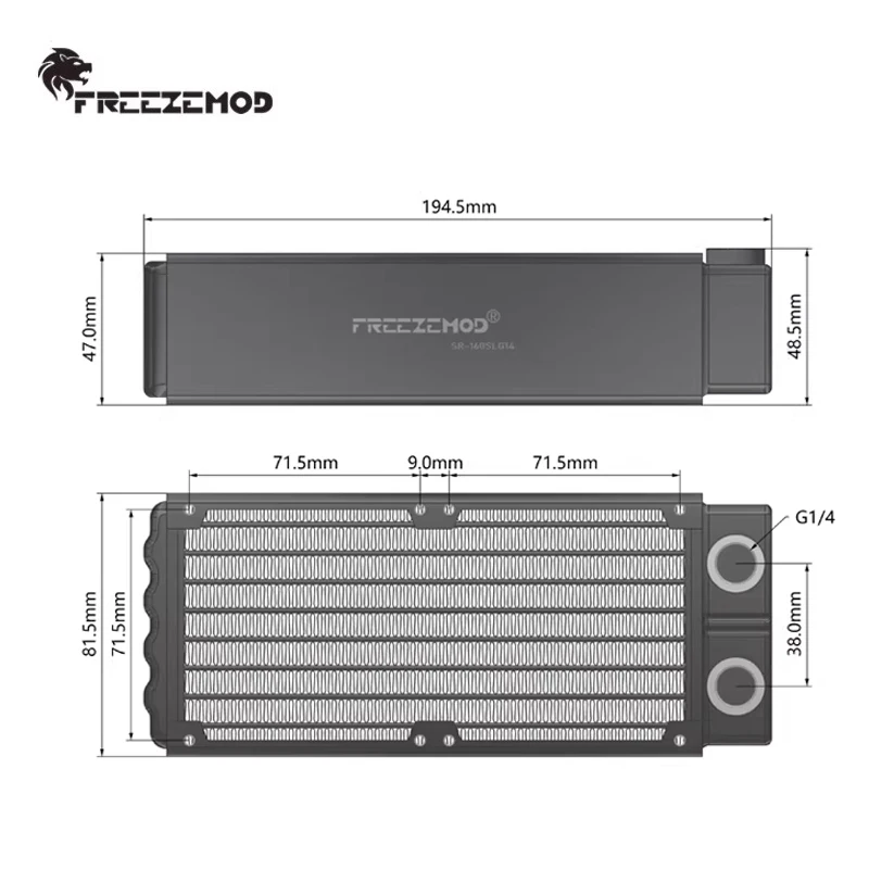 FREEZEMOD 80 160 fila de radiador pequeño de aluminio de 2 capas, ventilador de 80mm de espesor de 47mm para refrigeración por agua médica/impresión/laser - imagen 3