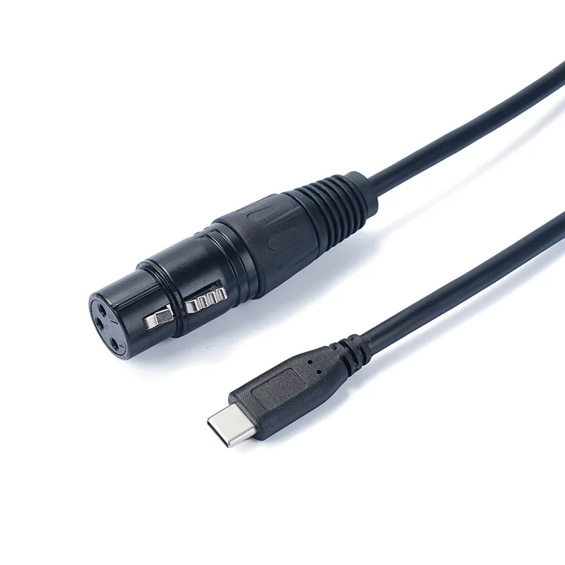 Adaptador USB tipo C a XLR tipo C macho a 3 pines XLR hembra, conector de Cable de micrófono, adaptador de Cable de datos de Audio de computadora