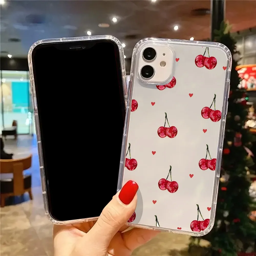 Funda de teléfono transparente con forma de corazón de cerezas rosas para iPhone 17 16 11 13 15 14 12 Pro Max 7 8 Plus XS X XR 17 Air cubierta transparente - imagen 5