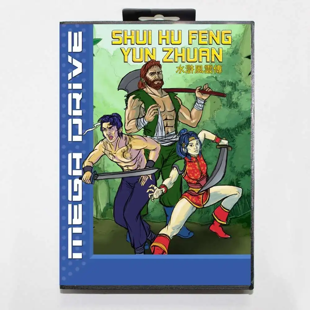Tarjeta de juego MD Shui Hu Feng Yun Zhuan con caja EUR para sistema Sega Megadrive Genesis de 16 bits