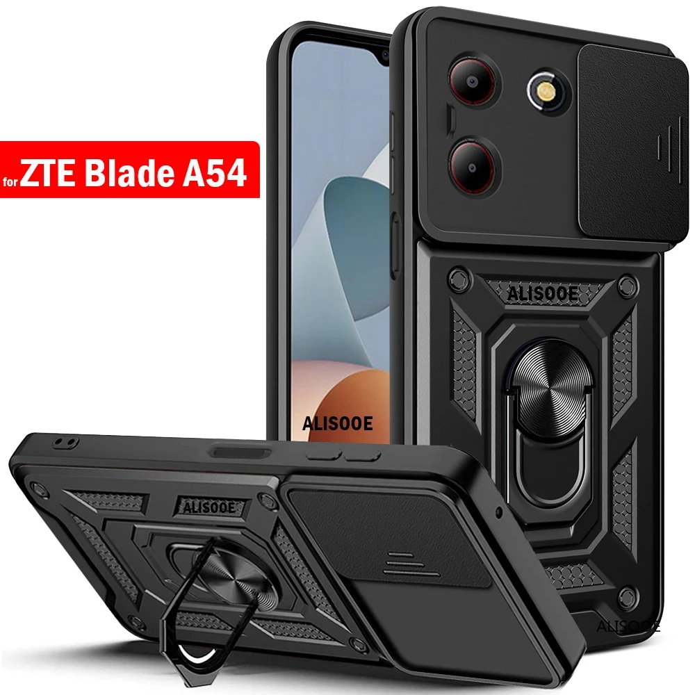 Funda de cámara deslizante para ZTE Blade A54, Funda protectora con soporte de anillo de armadura para ZTE Blade A54 Capa - imagen 3
