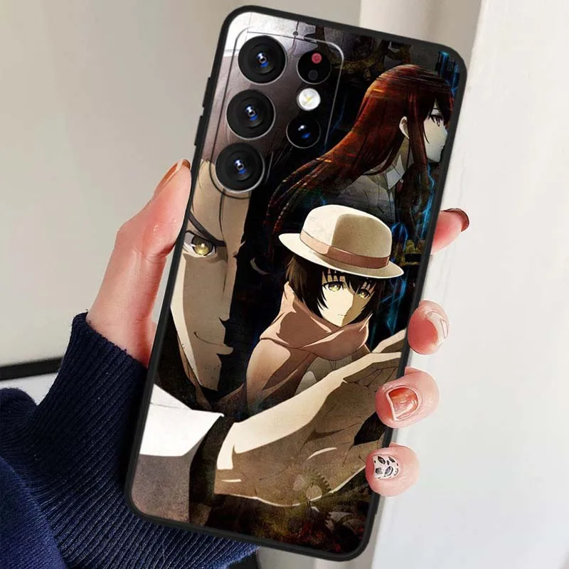 Kurisu Makise Anime para Samsung Galaxy S25 S24 S23 S22 S21 S20 S10 S9 S8 FE Lite Ultra Plus 5G funda de teléfono negra - imagen 5