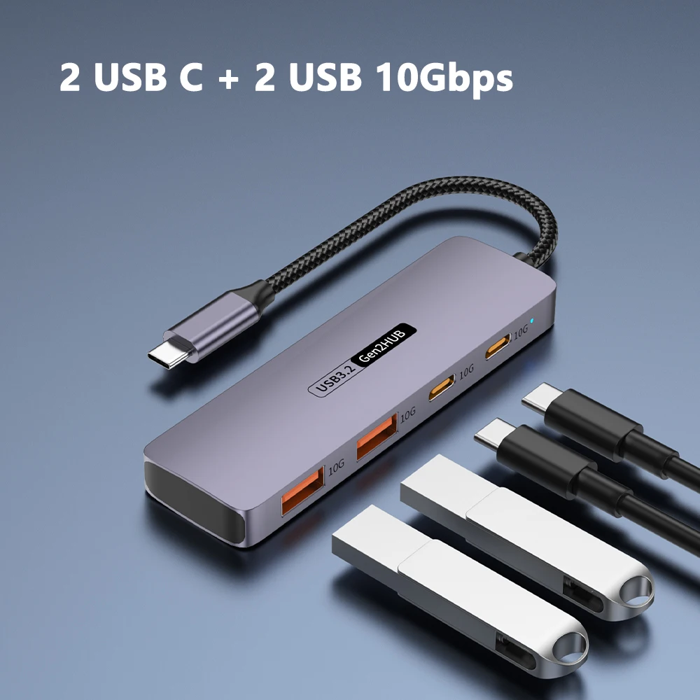 10Gbps USB3.2 Gen2 HUB USB C Hub divisor 10Gb para PC portátil MacBook Air/Pro iPhone 15/15 Plus/15 Pro Max Samsung S24 S23 Ultra - imagen 4