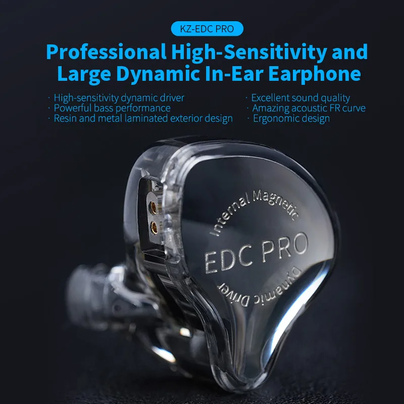 Nuevo KZ EDC PRO HIFI, el mejor auricular intrauditivo con cable, controladores dinámicos grandes, auriculares con Monitor y Cable de Audio desmontable - imagen 2