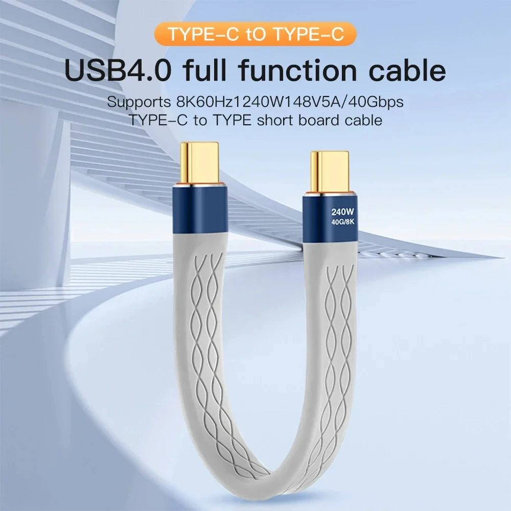 NNBILI PD 240W 5A carga rápida USB 4,0 Gen3 40Gbps FPC Cable USB C a tipo C Cable Thunderbolt 3 8K @ 60Hz Cable de datos USB C - imagen 2