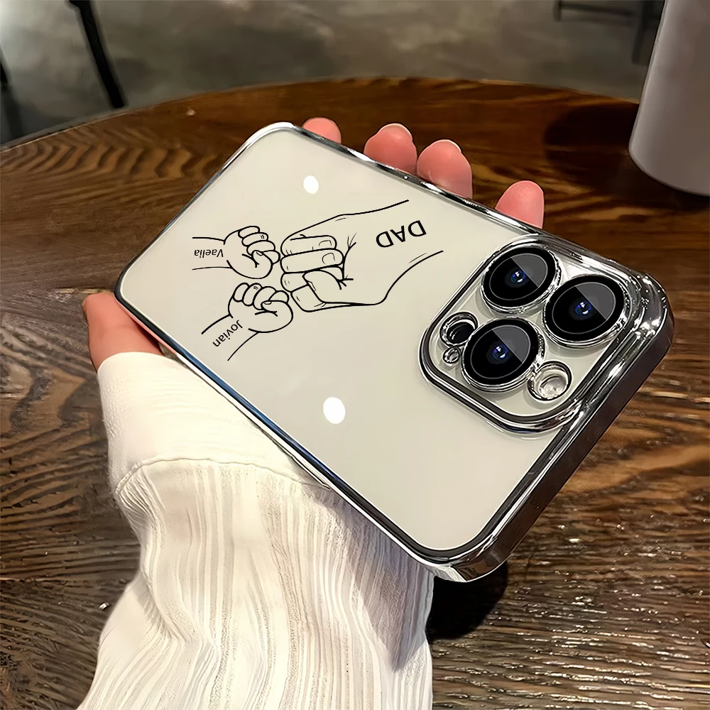 Funda de teléfono personalizada con nombre, TPU transparente suave con protector de lente como regalo familiar feliz para Iphone 11 a 16 Pro Max Plus