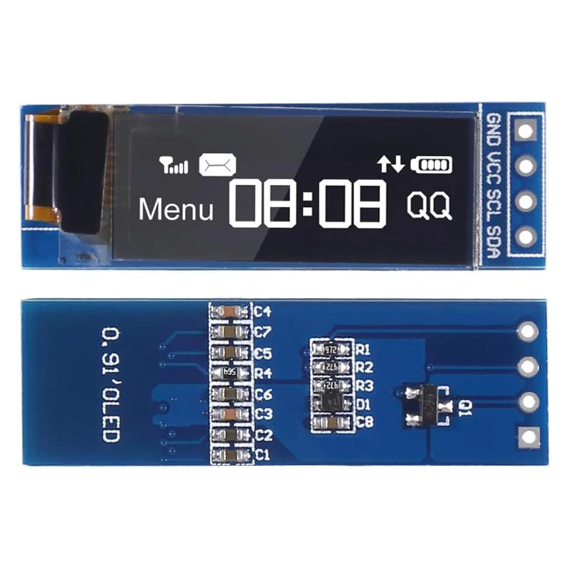 Módulo de pantalla OLED I2C de 0,91 pulgadas, módulo de pantalla OLED I2C SSD1306, controlador de pantalla OLED blanco/azul I2C DC 3,3 V ~ 5V para Arduino - imagen 3