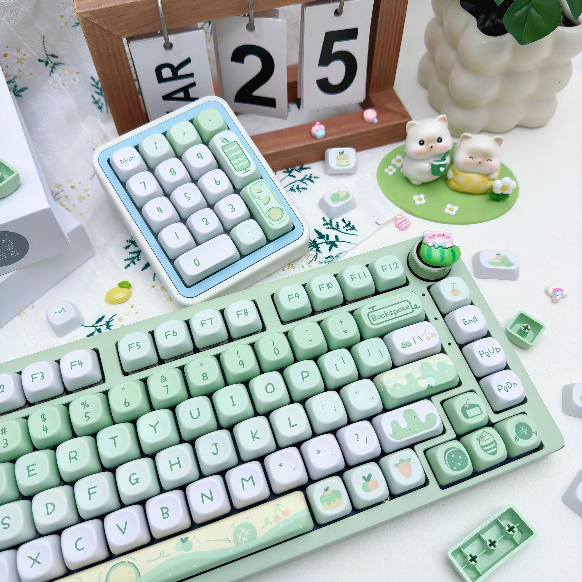 Honeydew Melon Ice Cream 114 teclas tema de verano Keycap PBT sublimación MOA lindo pequeño fresco verde Keycaps para teclado mecánico - imagen 3