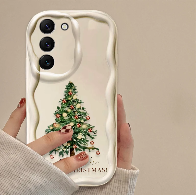 Funda navideña con ondas de taza roja para Samsung Galaxy S25 S24 S23 S22 S21 Ultra Plus S20 FE A73 A72 A71 A56 A55 A54 5G A51 4G - imagen 3