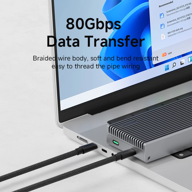 Hagibis USB C a USB C Cable grueso suave USB4 80Gbps fecha 240W carga rápida 8K Cable de vídeo para Thunderbolt 4/5 iPhone portátil - imagen 3