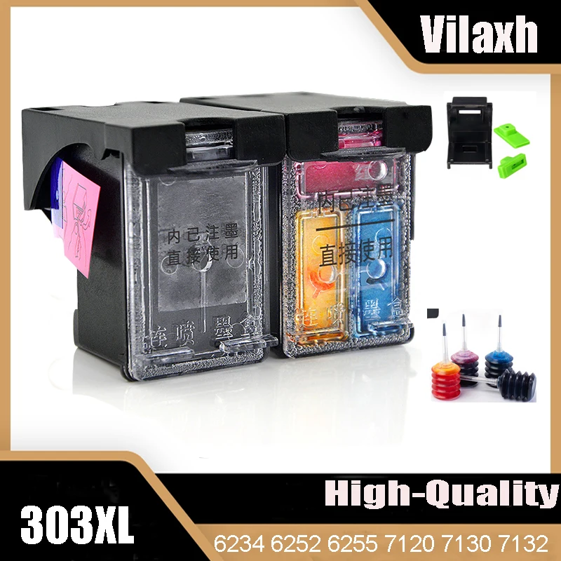 Vilaxh-cartucho de tinta 303XL, Compatible con impresoras HP303, HP 303, Envy 6220, 6222, 6230, 6234, 6252, 6255, 7120, 7130, 7132, 7155