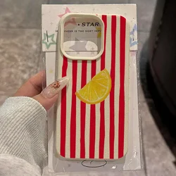 Funda Antigolpes Lichi Limón Rayas iPhone 16 / 15 / 14 Pro Max