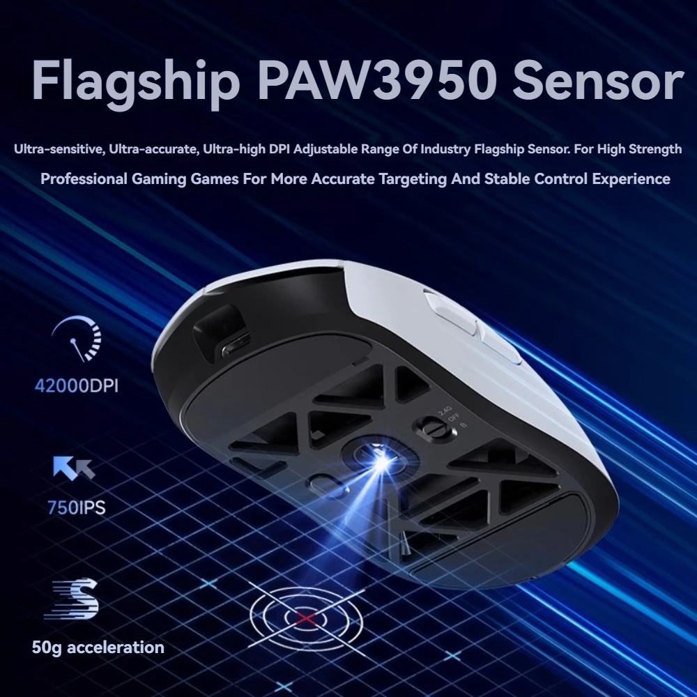 Ratón inalámbrico MCHOSE AX5V2 2,4g doble 8K tasa de retorno 42000DPI PAW3950 54g ratón de juego de exoesqueleto de aleación de magnesio ligero