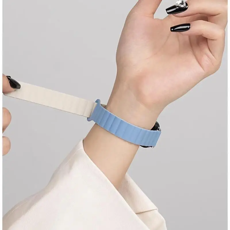 Correa de silicona magnética de Metal milanés para Huawei Band 10 9, Correa de reloj de acero inoxidable para Huawei Band 8, Correa de repuesto, 2 uds. - imagen 5