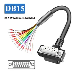Cable DB15 Codo Blindado Doble Macho-Hembra Serie 15 Pines 26AWG