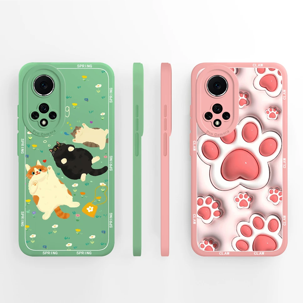 Para Honor 50 Pro Lite 50 SE Funda de teléfono encantador gato dibujos animados suave silicona líquida carcasa de alta calidad para Honor50 Funda anticaída - imagen 2