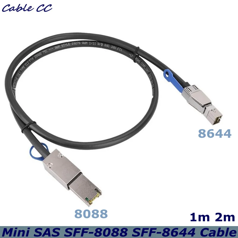 100cm 200cm SAS 3,0 alta velocidad SFF 8088 Mini SAS externo a Mini SAS alta densidad HD SFF-8644 Cable Raid de servidor de datos