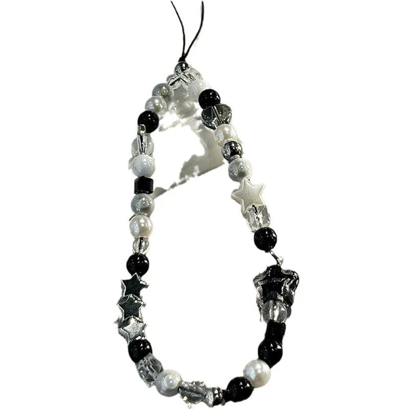 Cadena de teléfono con cuentas de perlas y estrellas coreanas, cordón colgante, dijes para teléfono, correa para teléfono, cordón móvil hecho a mano para verano, regalo de joyería - imagen 3