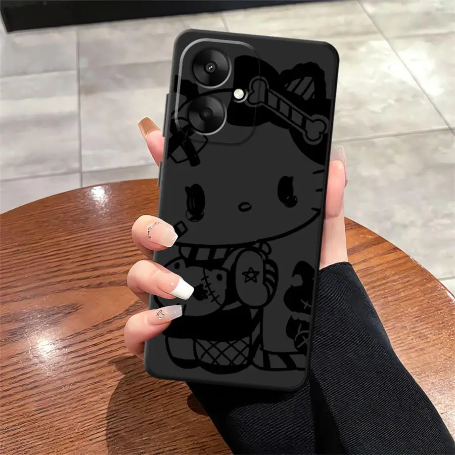 Sanrio Cool Kuromi Hello Kitty funda de teléfono suave negra para Xiaomi Redmi 10 A4 A3 9 A1 A2 Plus A5 12C K40 K80 Pro 14C 13C - imagen 2